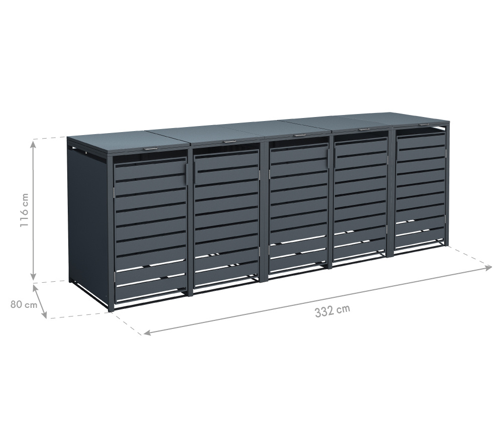 Container ombouw Kubus - 5 containers - 5x 240 L - antraciet