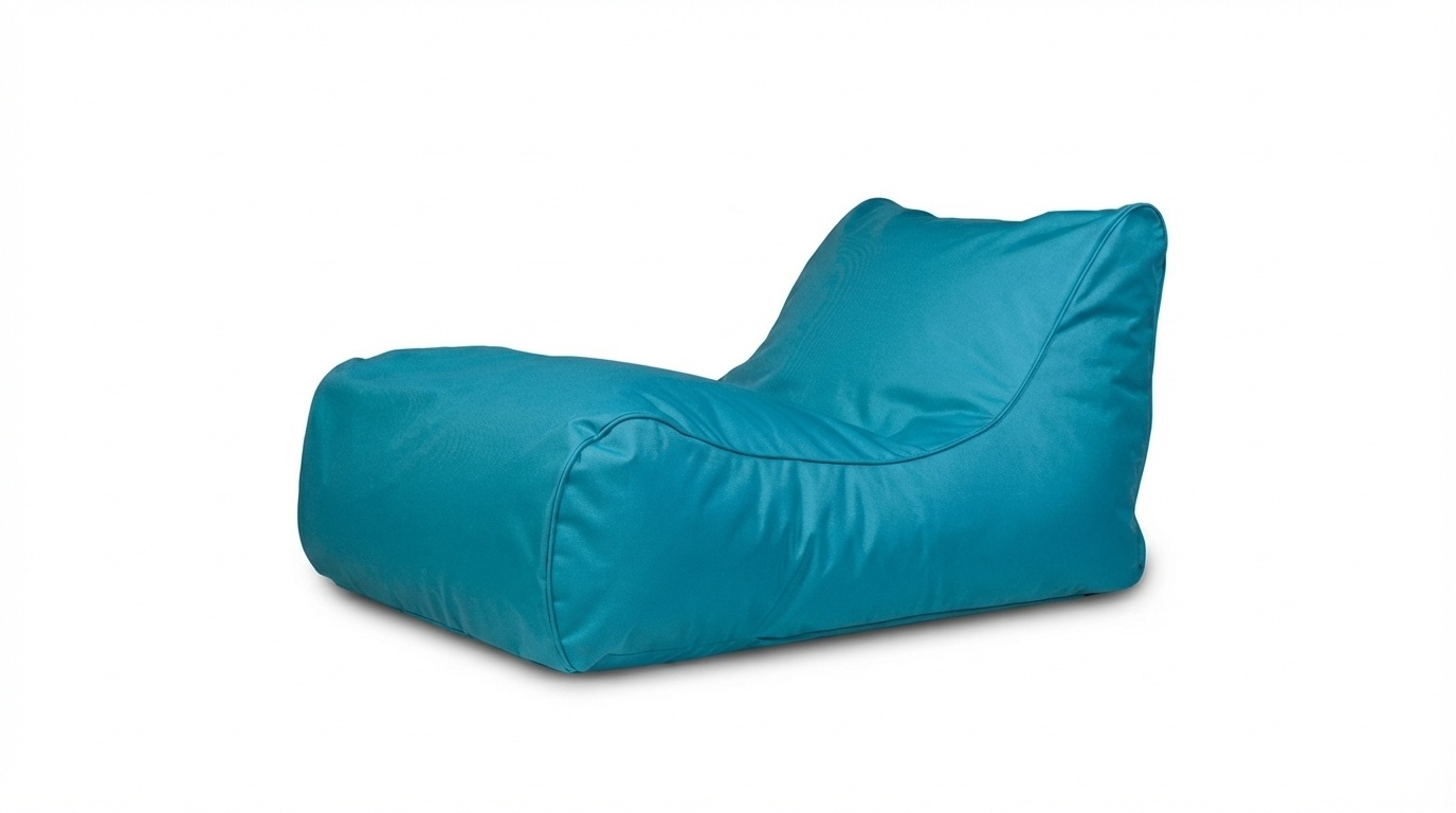 Luxe relax poef - blauw - wasbare polyester hoes