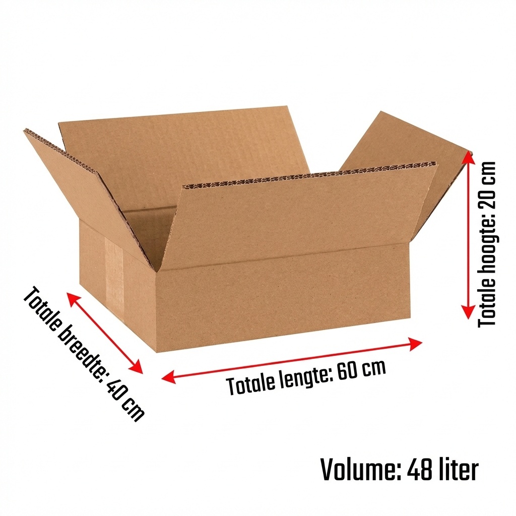 Verzenddozen 60x40x20cm - 3 laags karton, bruin, 10 stuks