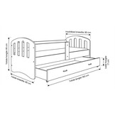 Kinderbed grijs roze | 140x80cm | Houten bed met lade