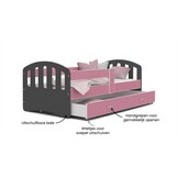 Kinderbed grijs roze | 140x80cm | Houten bed met lade