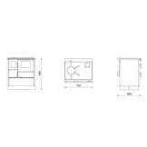 Houtfornuis - 75x60x85cm - 8kW - rood grijs - A+