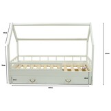 Massief houten kinderbed - Scandinavische stijl - huisbed - 160x80cm - met barrierres - wit