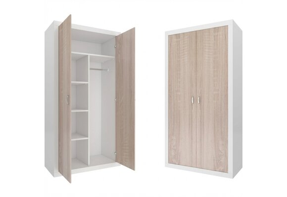 Kledingkast wit hout 90x190x50 cm - Spaanplaat/MDF