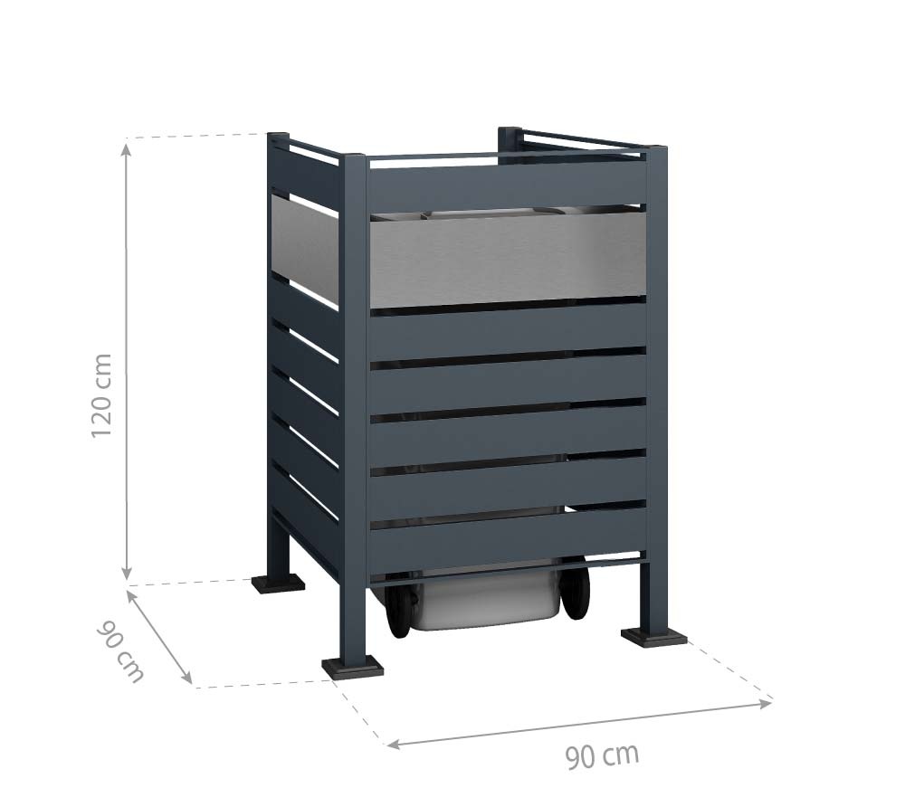 Kliko ombouw Planum - 3 panelen - 1 container 240 L - grijs mix