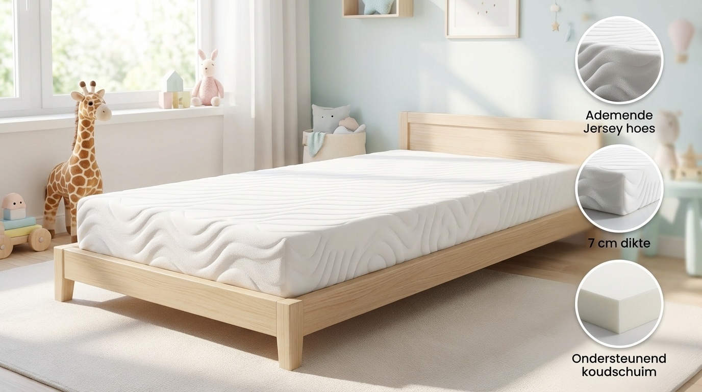 Matras 90x200 cm - 7 cm dik - koudschuim t130/150