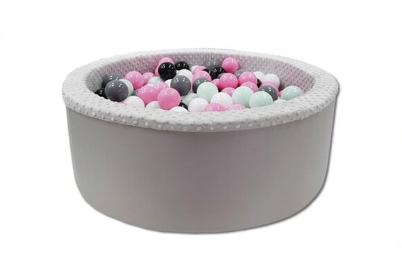 Ballenbak met 200 ballen - roze, wit, grijs & zwart - 90 cm diameter - grijs