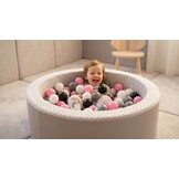Ballenbak met 200 ballen - roze, wit, grijs & zwart - 90 cm diameter - grijs