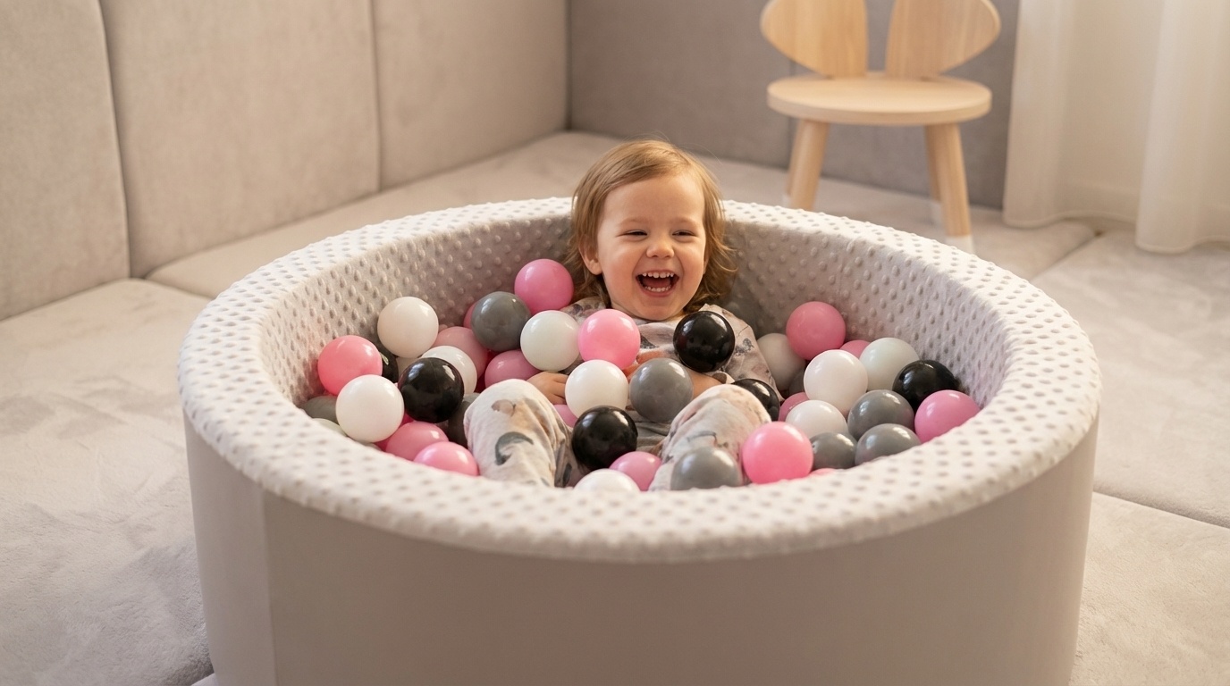 Ballenbak met 200 ballen - roze, wit, grijs & zwart - 90 cm diameter - grijs