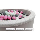 Ballenbak met 200 ballen - roze, wit, grijs & zwart - 90 cm diameter - grijs
