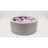 Ballenbak met 200 ballen - roze, wit, grijs & zwart - 90 cm diameter - grijs
