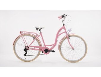 Meisjesfiets - 26 inch - met 7 versnellingen - roze crème