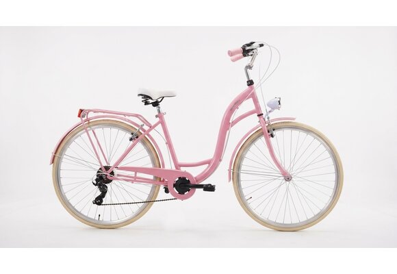 Meisjesfiets - 26 inch - met 7 versnellingen - roze crème