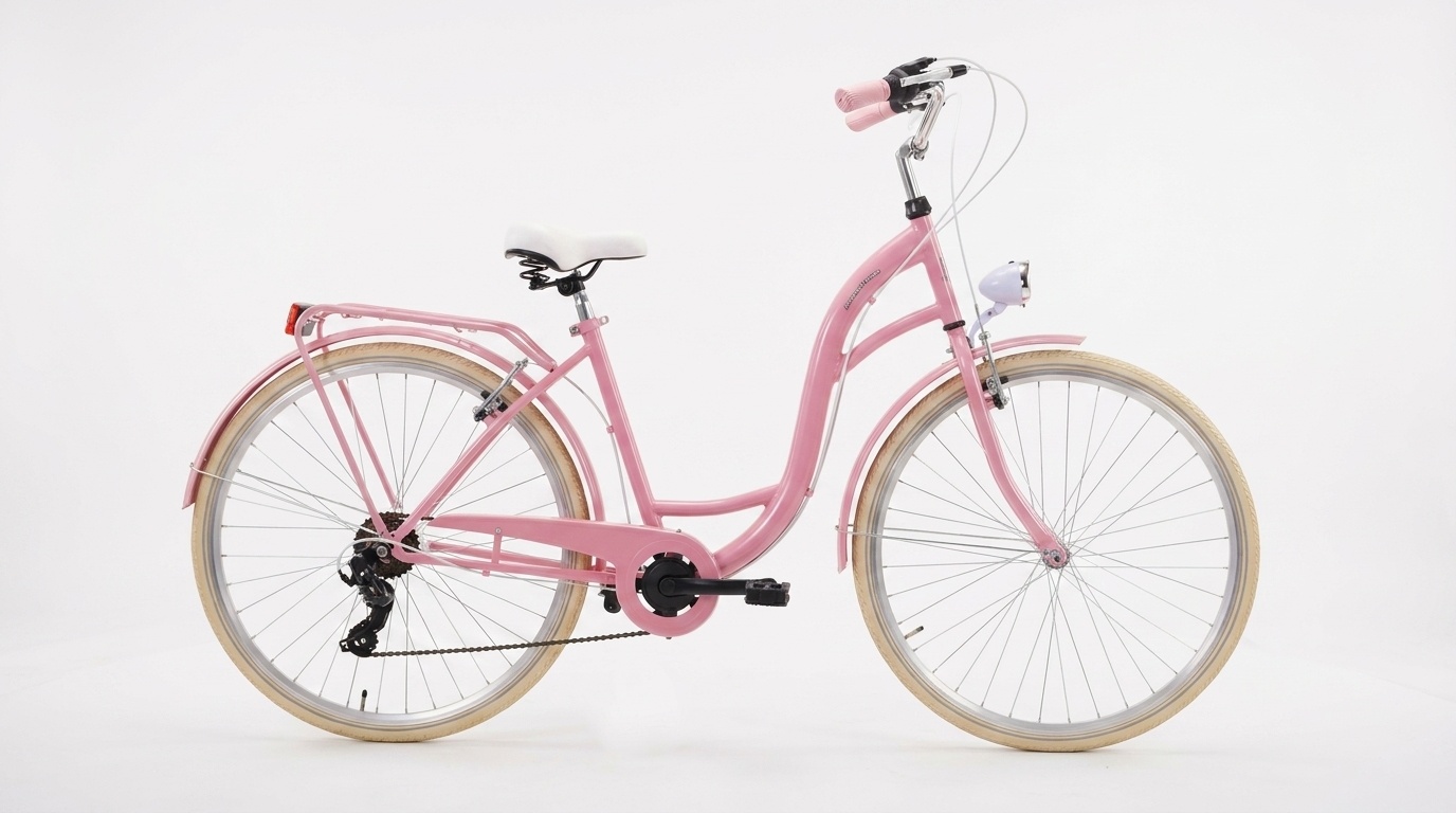 Meisjesfiets - 26 inch - met 7 versnellingen - roze crème