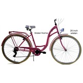 Meisjesfiets - 26 inch - met 7 versnellingen - roze crème