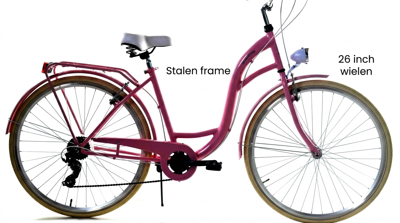 Meisjesfiets - 26 inch - met 7 versnellingen - roze crème