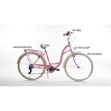 Meisjesfiets - 26 inch - met 7 versnellingen - roze crème