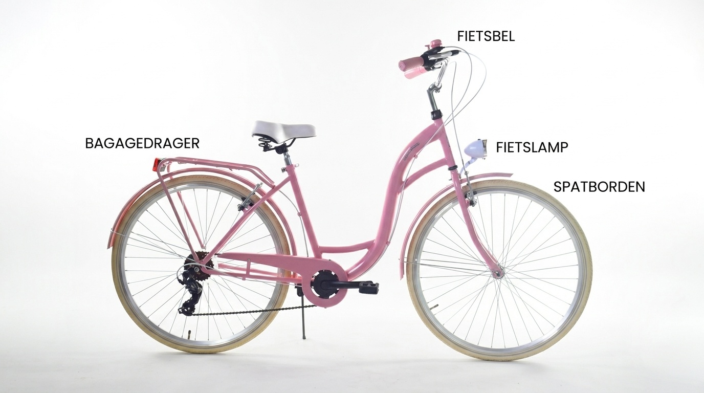 Meisjesfiets - 26 inch - met 7 versnellingen - roze crème