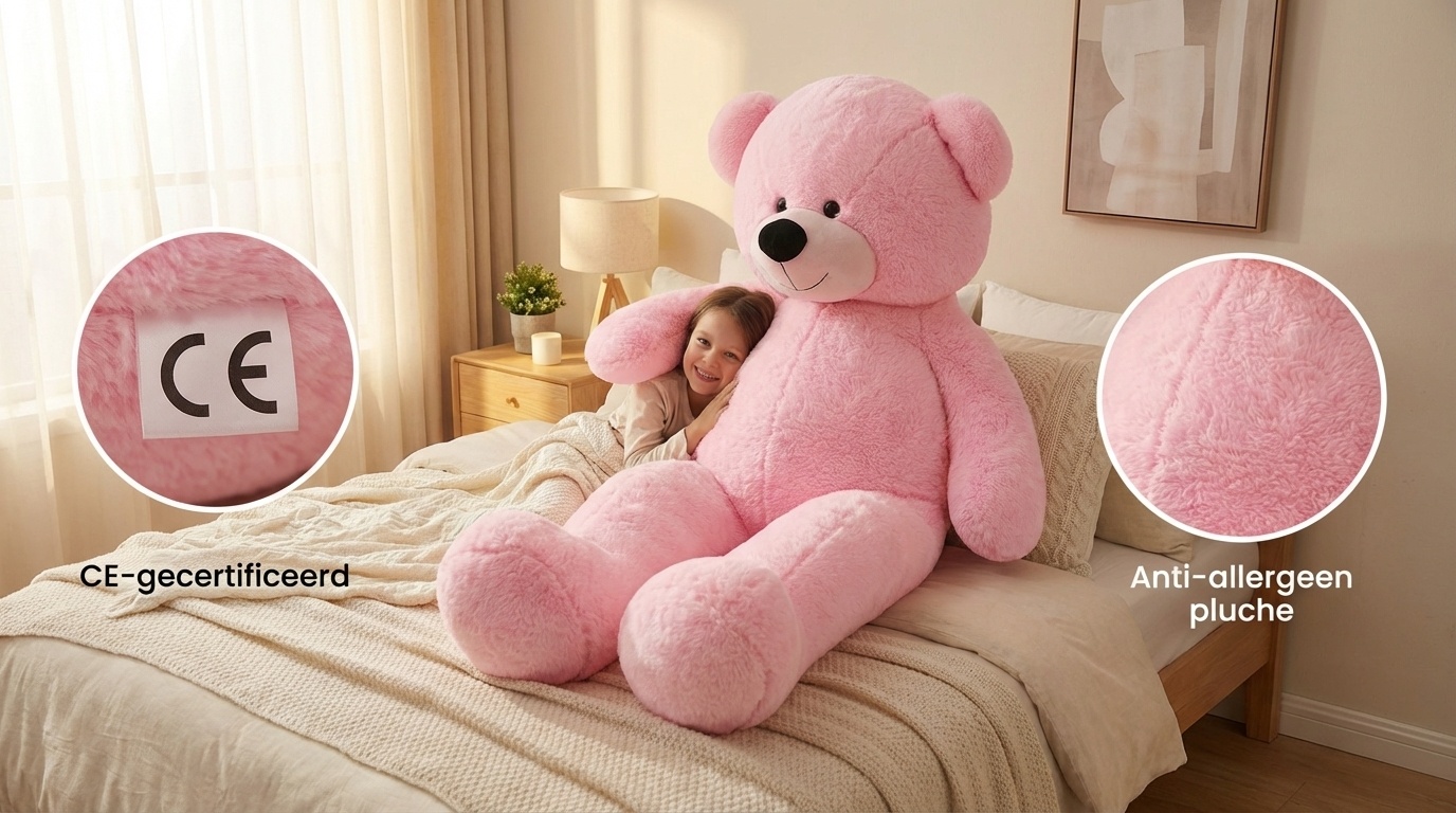 Grote knuffelbeer 2,2 meter roze 220 cm XXL