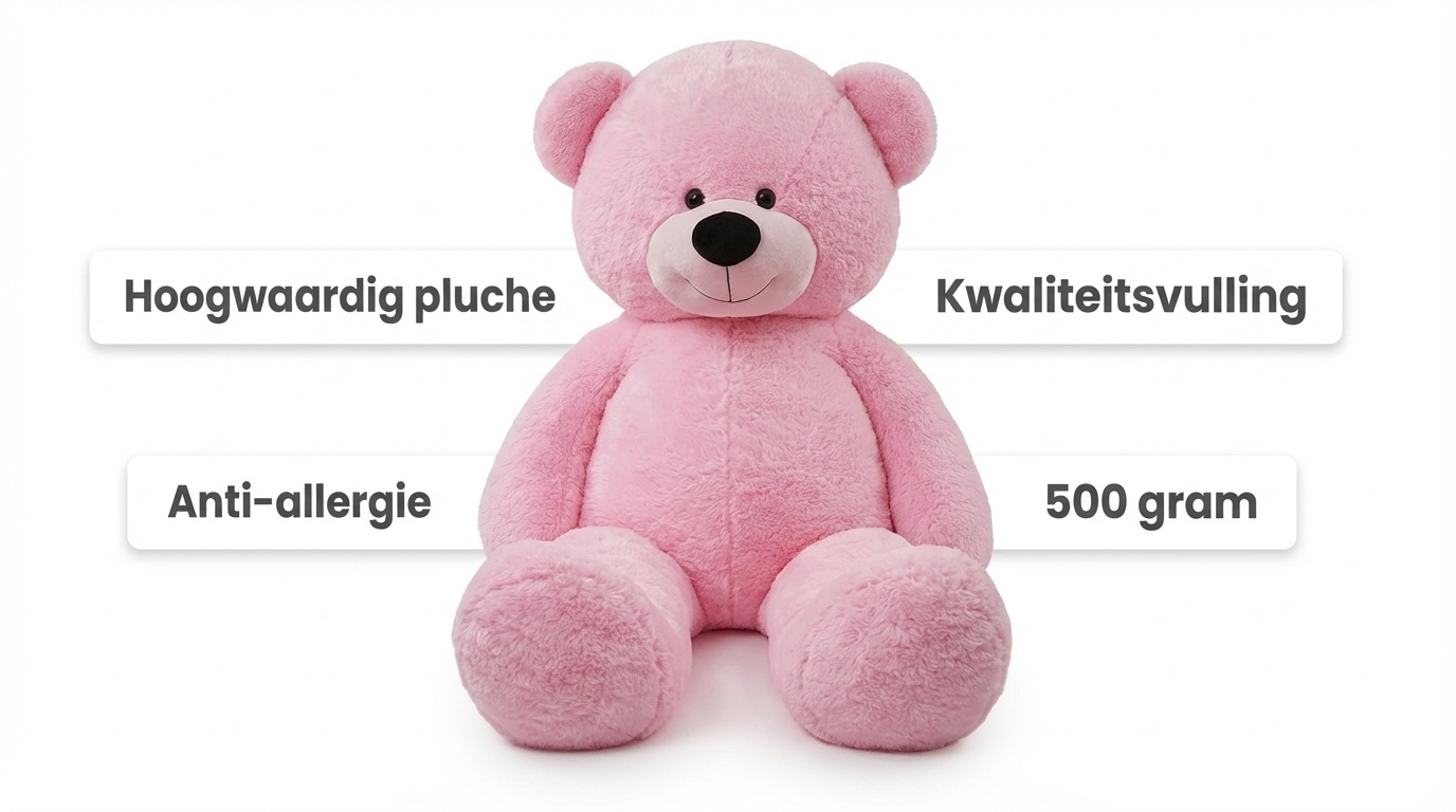 Grote knuffelbeer 2,2 meter roze 220 cm XXL