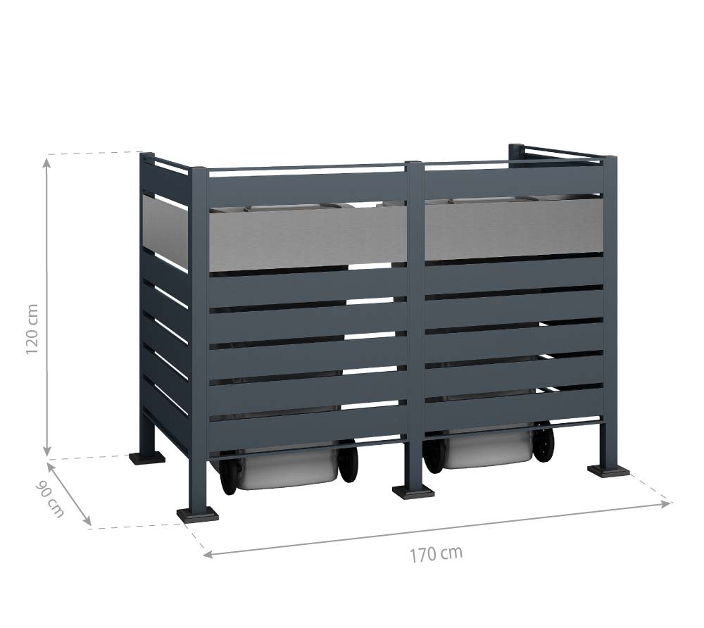Kliko ombouw Planum - 4 panelen - 2 containers 240L - grijs mix