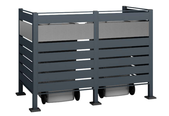 Kliko ombouw Planum - 4 panelen - 2 containers 240L - grijs mix