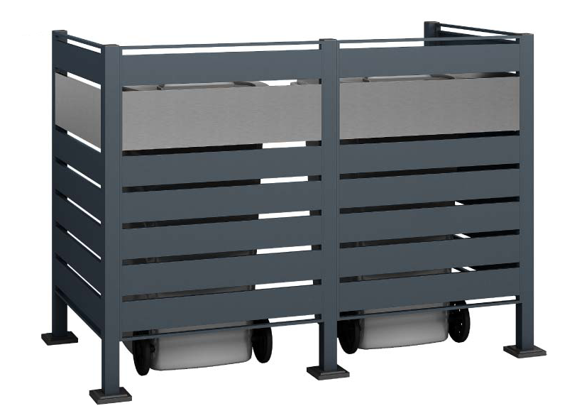 Kliko ombouw Planum - 4 panelen - 2 containers 240L - grijs mix