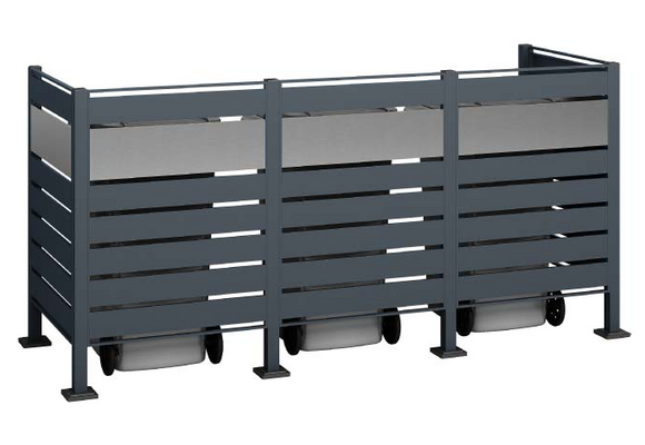 Kliko ombouw Planum - 5 panelen - 3 container 240L - grijs mix