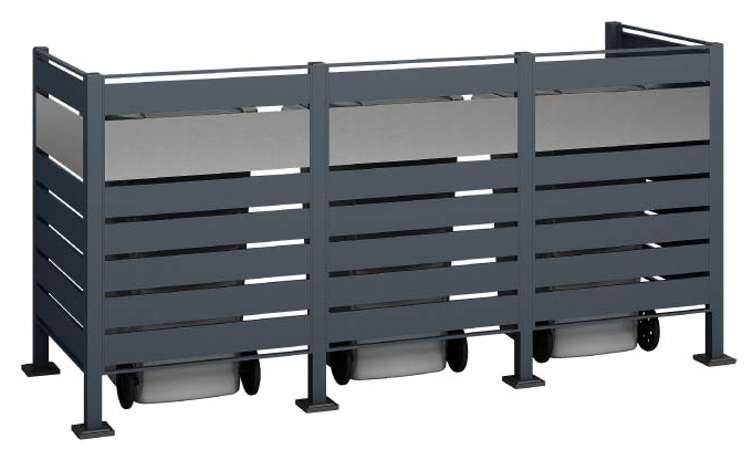 Kliko ombouw Planum - 5 panelen - 3 container 240L - grijs mix