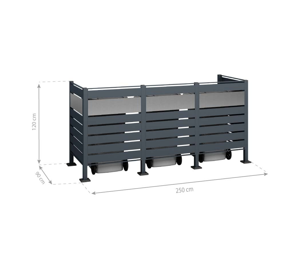 Kliko ombouw Planum - 5 panelen - 3 container 240L - grijs mix