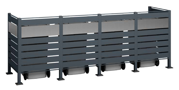 Kliko ombouw Planum - 6 panelen - 4 container 240L - grijs mix