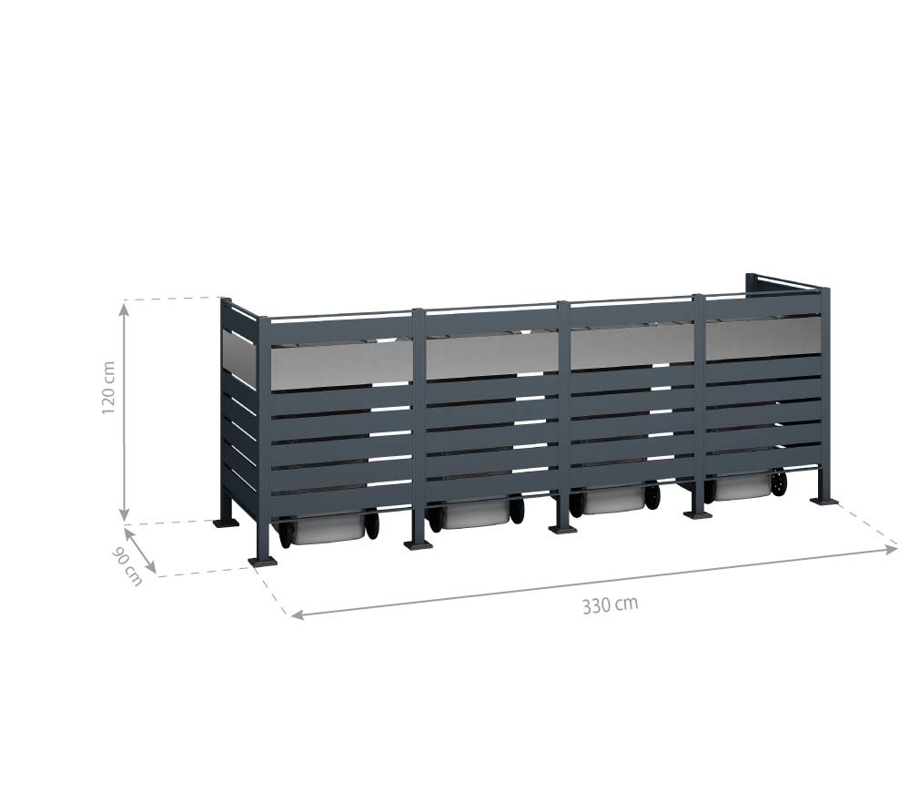 Kliko ombouw Planum - 6 panelen - 4 container 240L - grijs mix