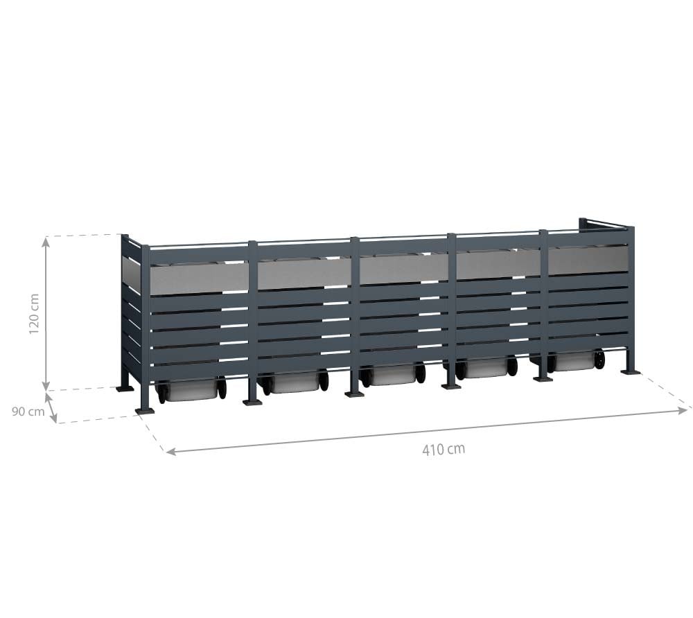 Kliko ombouw Planum - 7 panelen - 5 container 240L - grijs mix