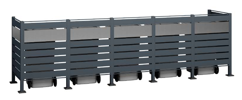 Kliko ombouw Planum - 7 panelen - 5 container 240L - grijs mix