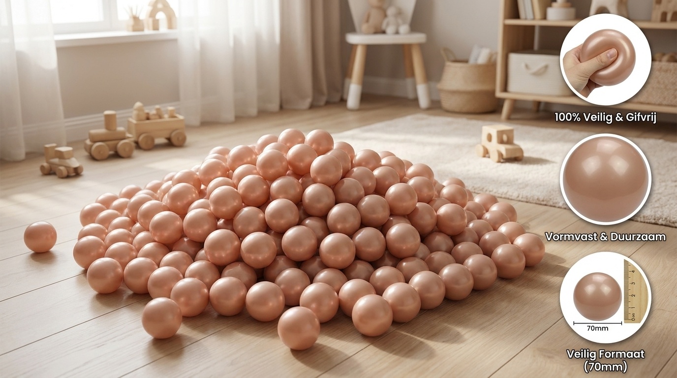 Ballenbak ballen goudroze (70mm) 100 stuks