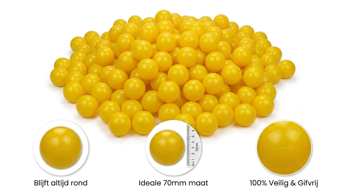 Ballenbak ballen geel (70mm) 100 stuks