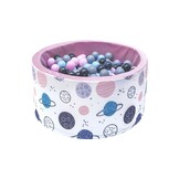 Ballenbak - stevige ballenbad -90 x 40 cm - 400 ballen Ø 7 cm - roze, wit, grijs en lichtblauw
