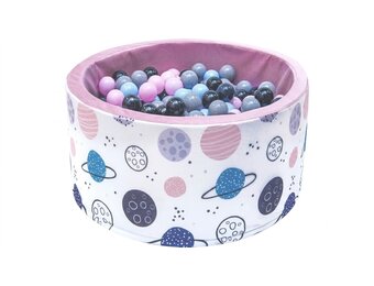Ballenbak - stevige ballenbad -90 x 40 cm - 400 ballen Ø 7 cm - roze, wit, grijs en lichtblauw