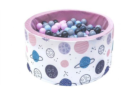 Ballenbak - stevige ballenbad -90 x 40 cm - 400 ballen Ø 7 cm - roze, wit, grijs en lichtblauw