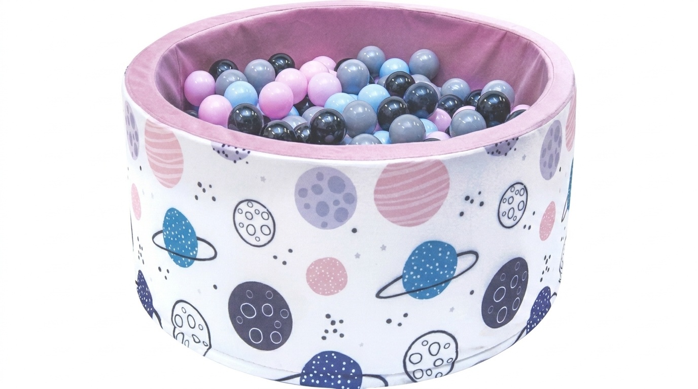 Ballenbak - stevige ballenbad -90 x 40 cm - 400 ballen Ø 7 cm - roze, wit, grijs en lichtblauw