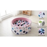 Ballenbak - stevige ballenbad -90 x 40 cm - 400 ballen Ø 7 cm - roze, wit, grijs en lichtblauw