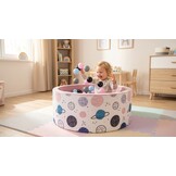 Ballenbak - stevige ballenbad -90 x 40 cm - 400 ballen Ø 7 cm - roze, wit, grijs en lichtblauw