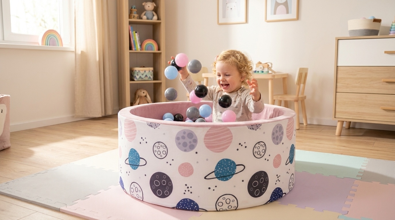 Ballenbak - stevige ballenbad -90 x 40 cm - 400 ballen Ø 7 cm - roze, wit, grijs en lichtblauw