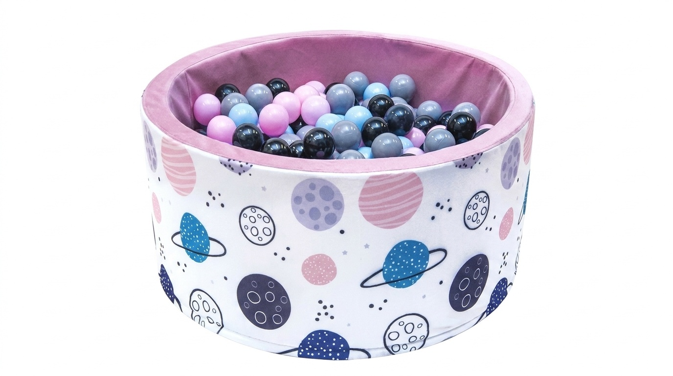 Ballenbak - stevige ballenbad -90 x 40 cm - 400 ballen Ø 7 cm - roze, wit, grijs en lichtblauw
