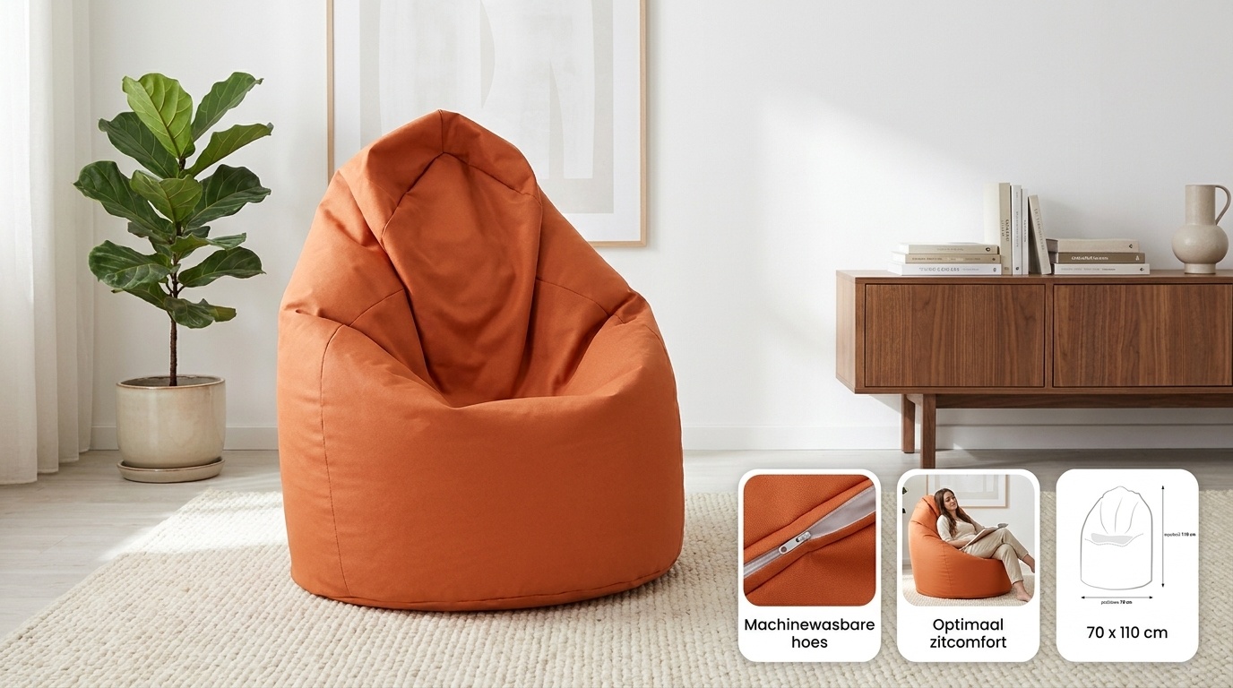 Loungestoel zitzak bruin - 70x70x110cm | EPS-kralen & Polyester
