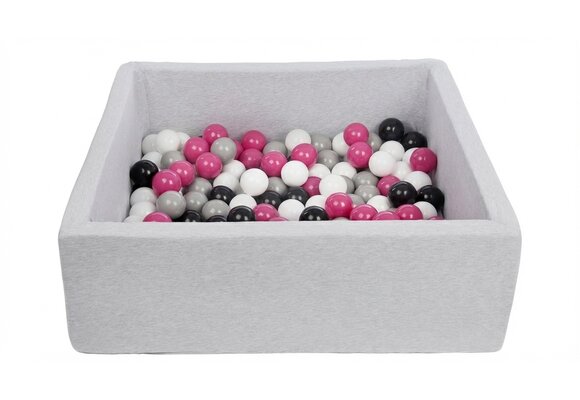 Ballenbak - stevige ballenbad - 90x90 cm - 150 ballen Ø 7 cm - wit, roze, grijs, zwart.