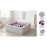Ballenbak - stevige ballenbad - 90x90 cm - 150 ballen Ø 7 cm - wit, roze, grijs, zwart.