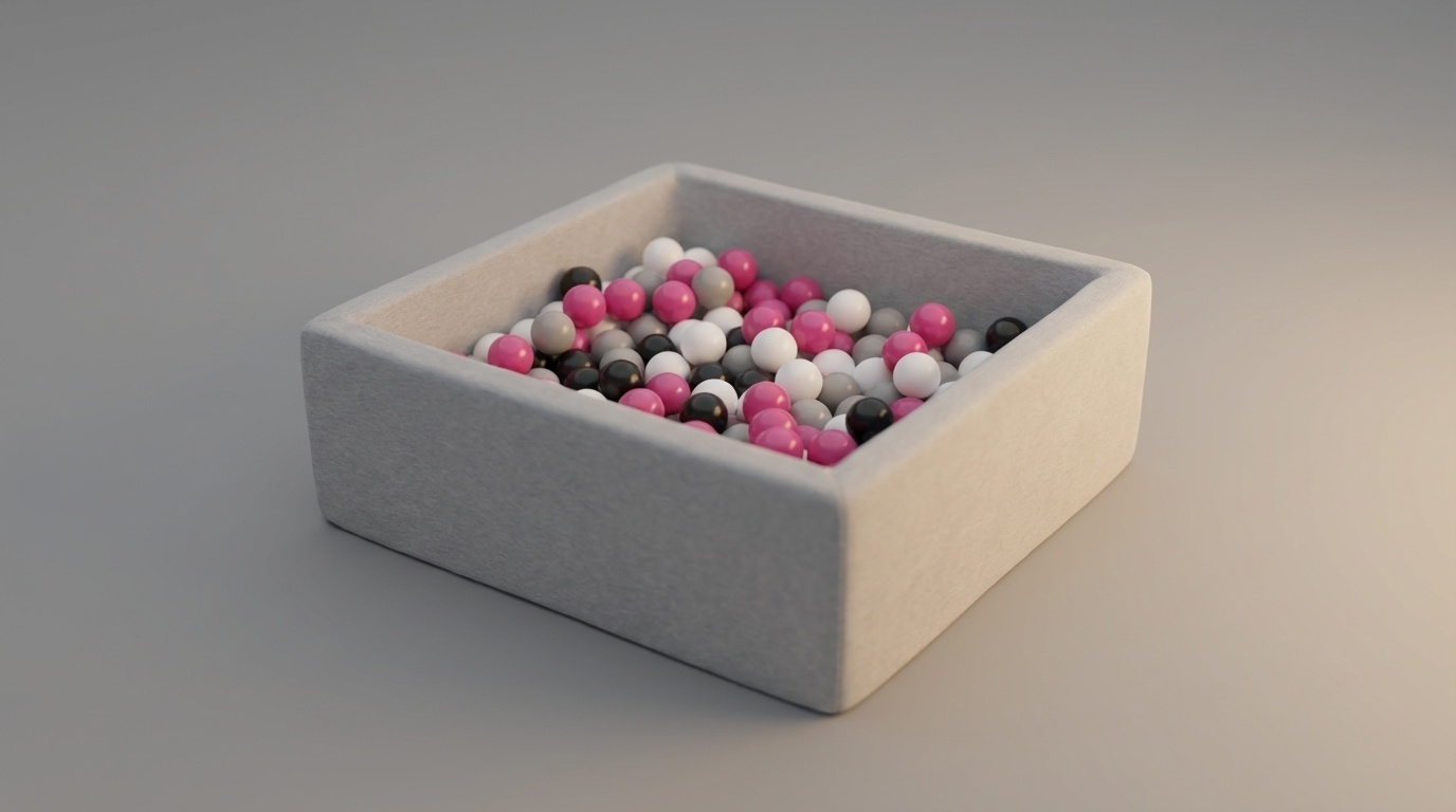 Ballenbak - stevige ballenbad - 90x90 cm - 150 ballen Ø 7 cm - wit, roze, grijs, zwart.