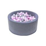 Ballenbak - stevige ballenbad -90 x 40 cm - 400 ballen Ø 7 cm - roze, wit, grijs