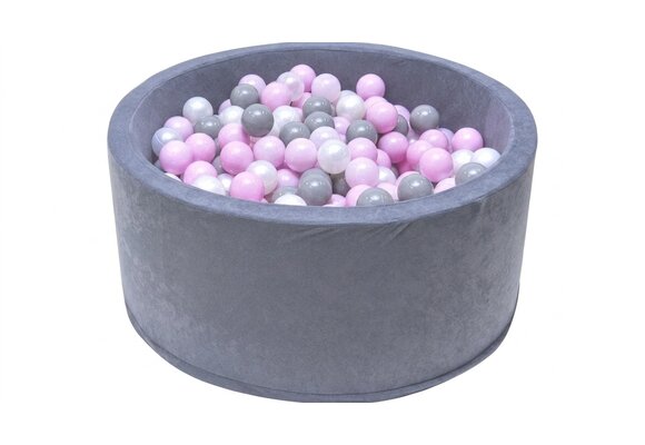Ballenbak - stevige ballenbad -90 x 40 cm - 400 ballen Ø 7 cm - roze, wit, grijs